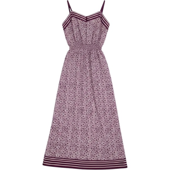 Ann Taylor Loft Dresses & Skirts - Ann Taylor LOFT Geometric Print Smocked Waist Maxi Dress XS Plum Purple White